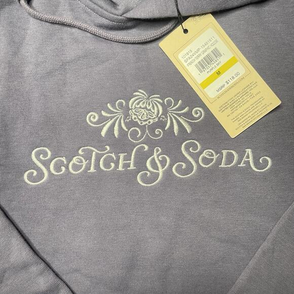 Scotch & Soda French Terry Graphic Hoodie Embroidered Purple Sky Medium NWT $118 - Picture 2 of 11